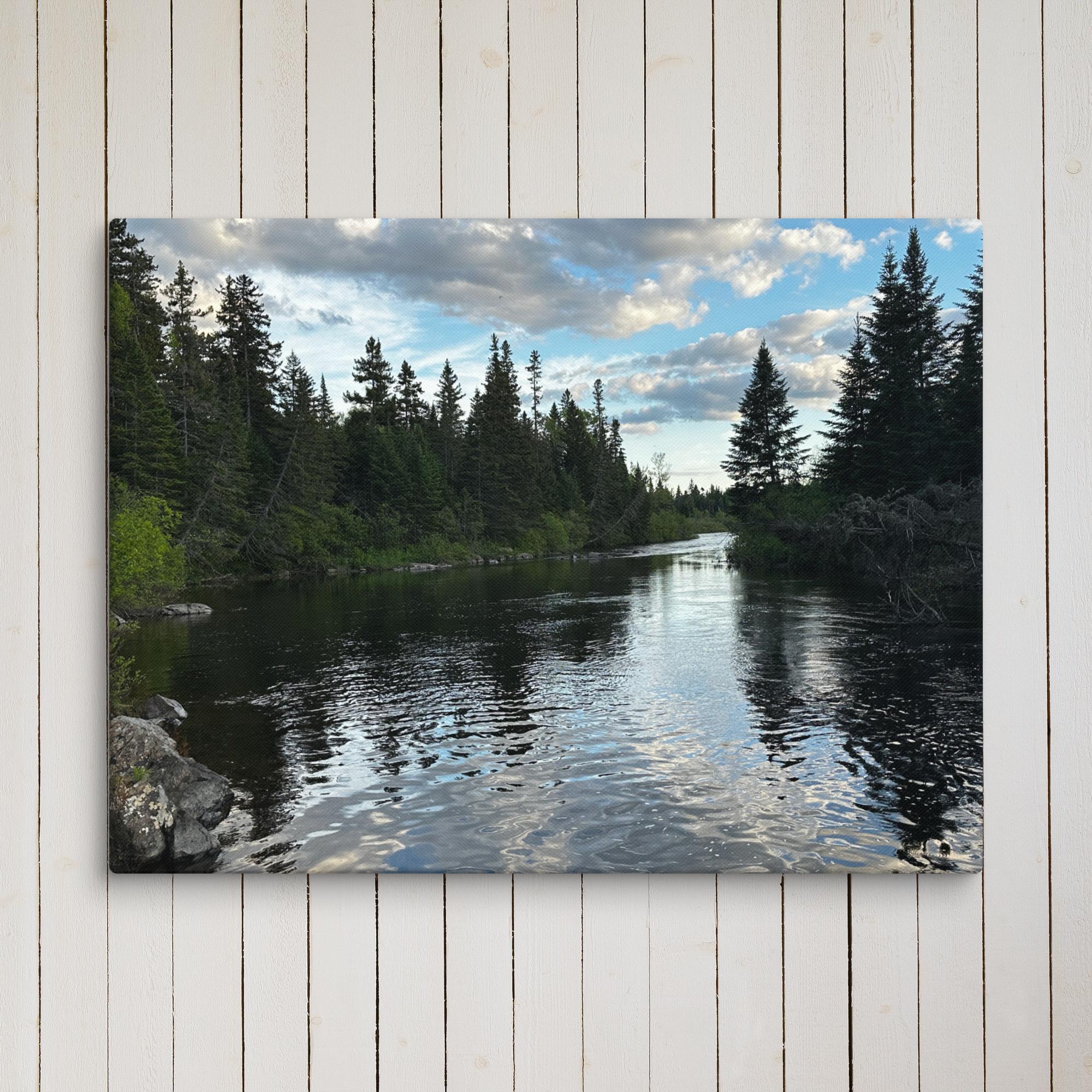 Whispering Pines – Forest River Canvas Wall Art | Nature Landscape Pri ...